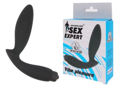 Чёрный вибростимулятор простаты Sex Expert Vibe Pleasure - Sex Expert - в Томске купить с доставкой