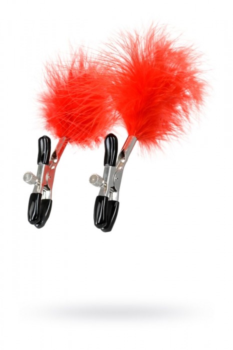 Зажимы для сосков с красным пухом Theatre - ToyFa - купить с доставкой в Томске