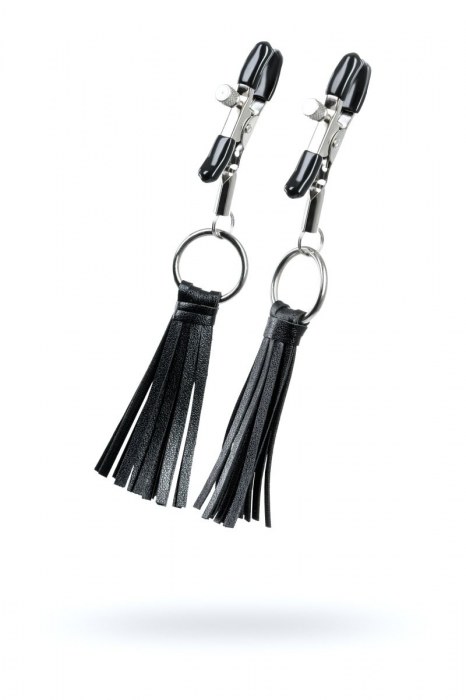 Черно-серебристые зажимы для сосков Theatre с кисточками - ToyFa - купить с доставкой в Томске