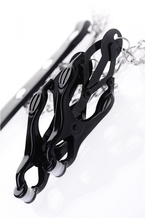 Черно-серебристые зажимы для сосков с кольцом для пениса TOYFA Metal - ToyFa - купить с доставкой в Томске