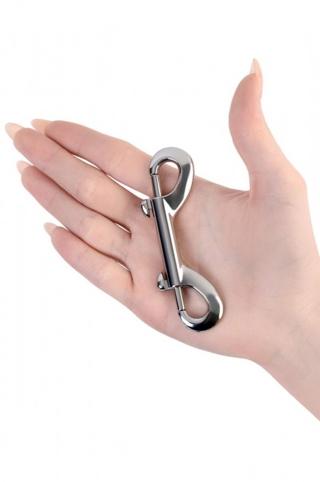 Серебристый двухсторонний карабин TOYFA Metal - ToyFa - купить с доставкой в Томске